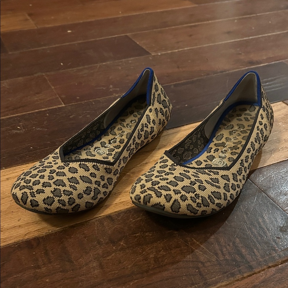 Rothy's Tan and Black Animal Print Flats